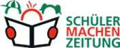 Logo Schülerzeitung, Zeitung lesende Schülerinnen und Schüler